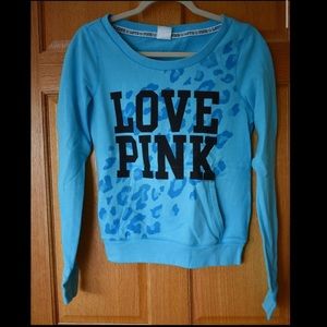 VS PINK blue leopard print sweatshirt